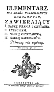 Elementarz dla szkół parafialnych, (1785).