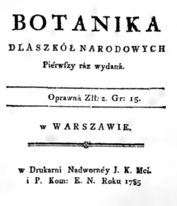 Krzysztof Kluk, Botanika dla szkół narodowych, (1785).