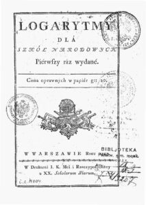 Logarytmy dla szkół narodowych Ignacego Zaborowskiego, (1787).